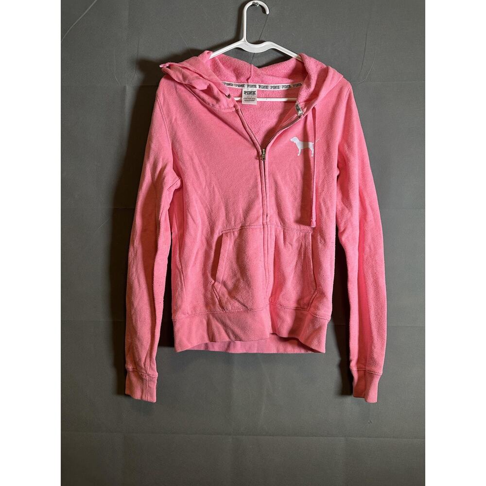 Victoria's Secret Pink Hoodie Womens Small Full Zip Love Pink Dog Pullover
